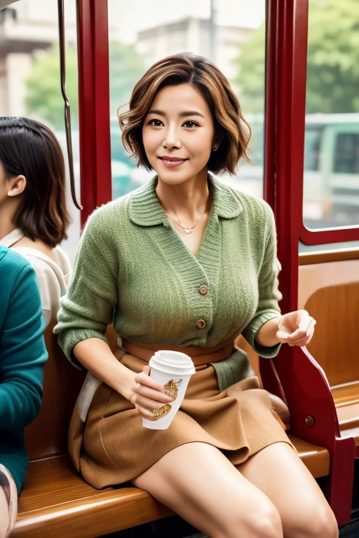 (Highest quality)、(High resolution)、(Ultra-detailed photos)、(Ultra-realistic texture)、(Illuminated subject)(8k images)(Clear Photography)(Real Photo)
(A 40-year-old woman with elegant features and her hair tied in a caramel-colored chignon)(Her outfit is neat, chic and elegant, and she wears a skirt or dress.)(Look at everyone with a refreshing and loving smile)(Men are captivated by her charms)(She is outdoors)(She poses elegantly and cutely in various locations.)(Walking through the crowds of the city)(Drinking coffee at a cafe)(Shop)(Sit on the grass in the park)Playing on the swings at the show)(sit in a train seat)(Take a seat on the bus
