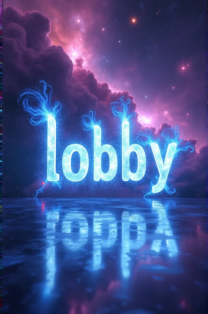Make me a picture that has the word written on it " LOBBY " and it is galaxy type like purple color