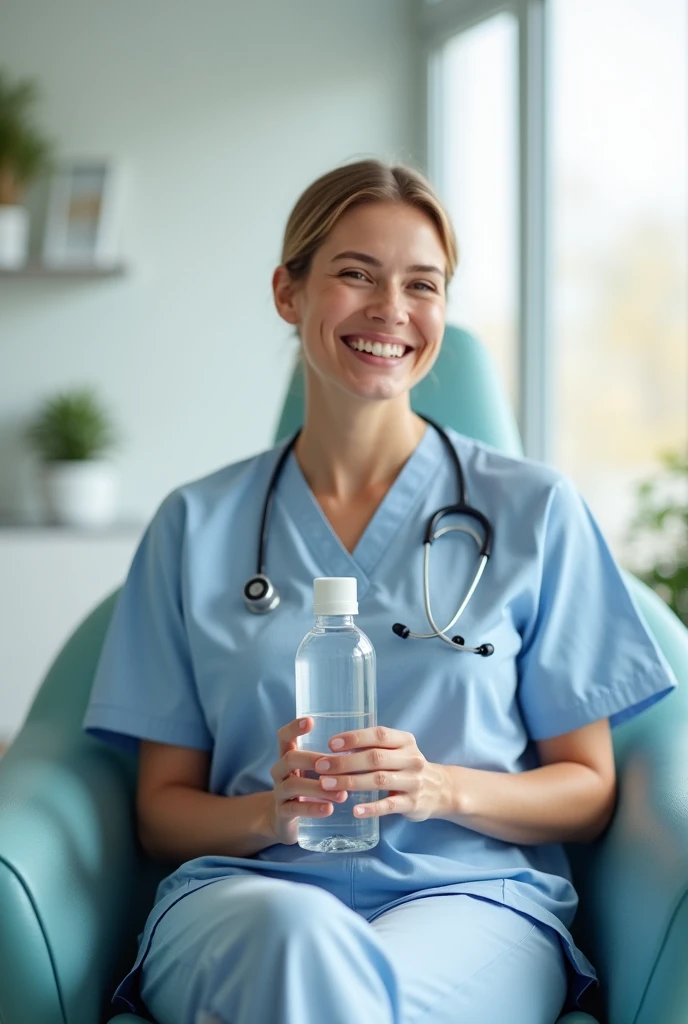 text2image(prompt='A patient smiling and holding a bottle of water, with a happy expression')