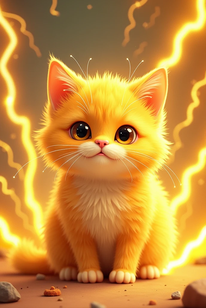 Cute yellow cat with yellow lightning