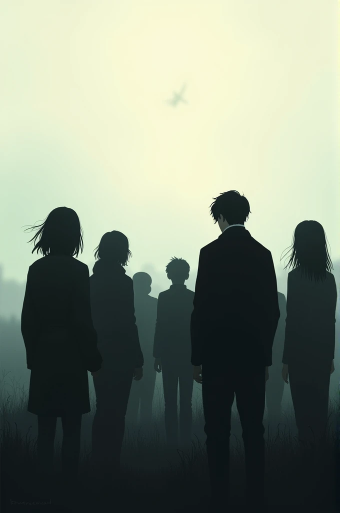 People look towards the horizon, concerned.