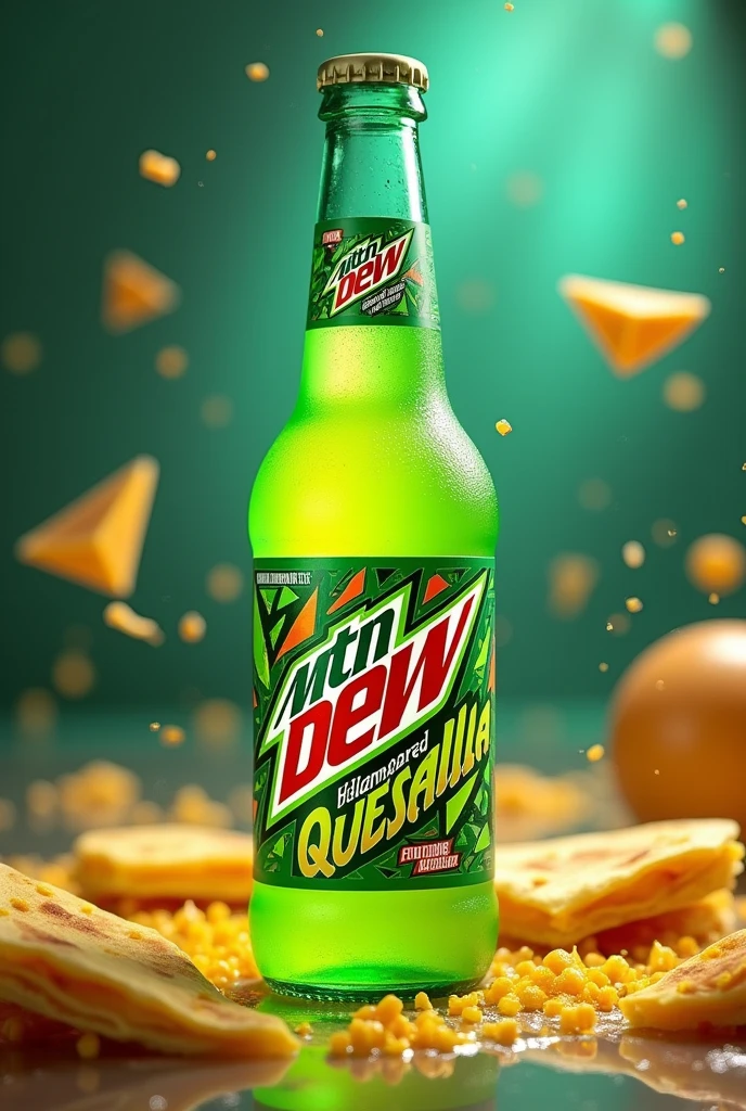 Bottle of quesadilla flavored Mountain dew 