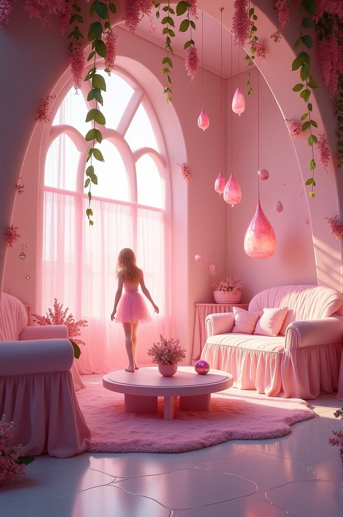 Pink fantasy living room 
