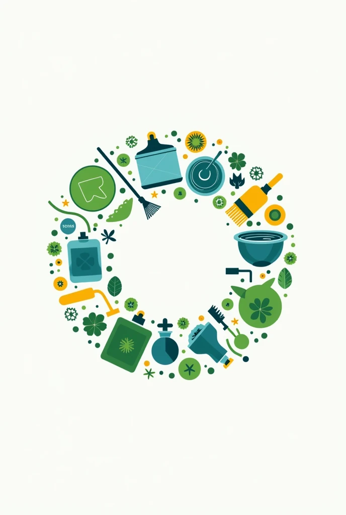 A logo for a cleaning campaign in a circular format, easier, another with more things and more color