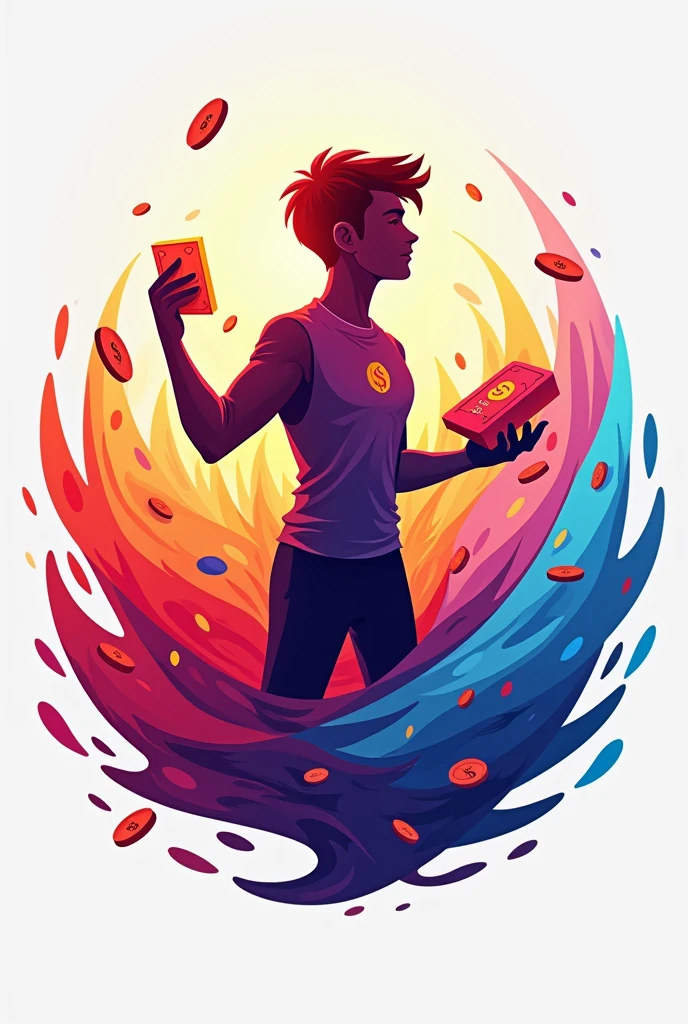 Colour trading game logo with money