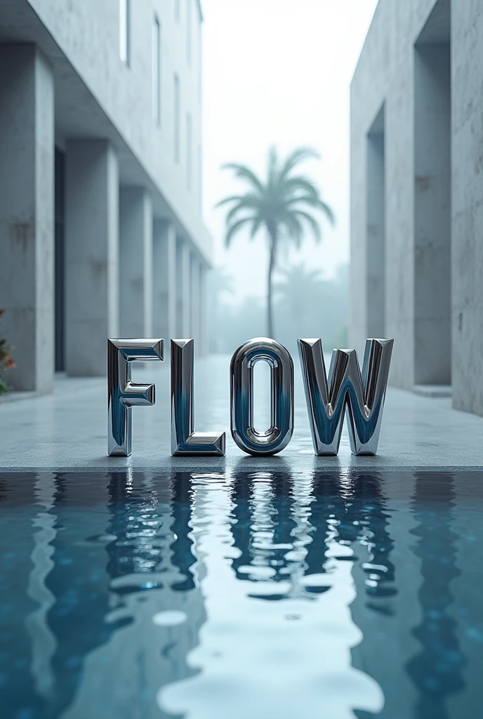 Make the cover of a music album, so that the word flow is in the center, which has a cool font, and the word flow is chrome plated.
