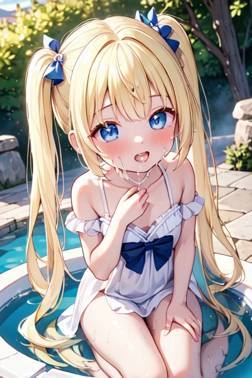 (8k, Highest quality, masterpiece:1.2),cute,cute***たち,Couple girls,2 people，kissをする，mesugaki,Fantasy_world,kiss,Open-air bath，White liquid splashed on face，ディープkiss