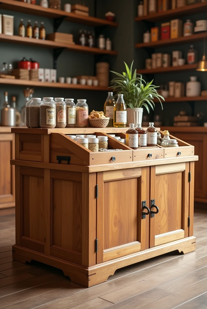 Create a wooden box to put products with a height of 100 centimeters, width 66 centimeters, length 86 centimeters, with 2 money slots and 2 doors opening at the back.