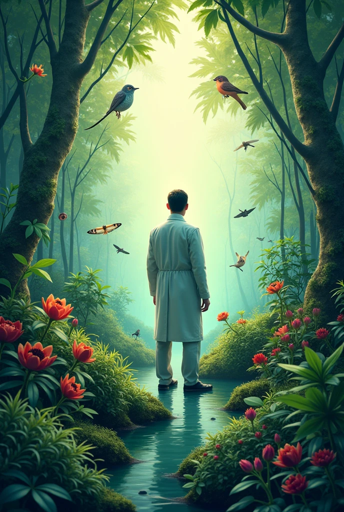 Create an image that symbolizes the science of ecotoxicology