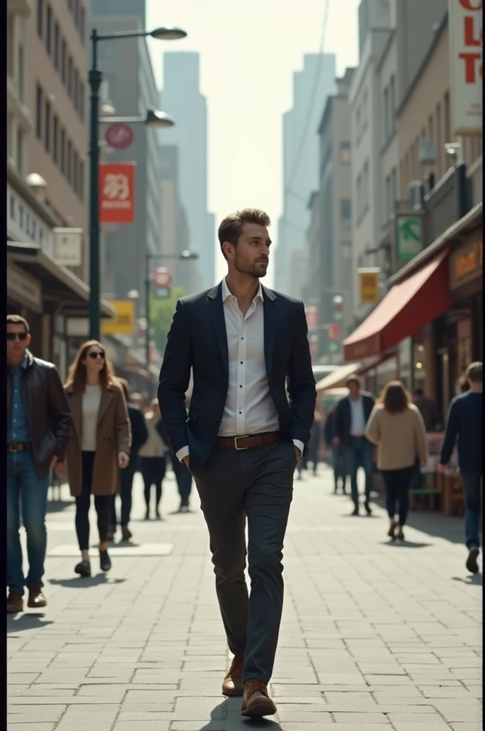 Make a video of guy walking on street