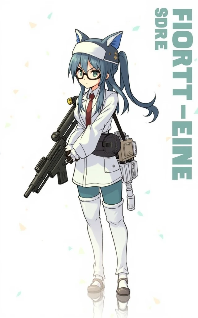 an anime girl wearing glasses with a heavy rilfe gun and a millitary cat hat, scientist girl with labcoat, black hair, anime style, from girls frontline, fine details. girls frontline, girls frontline universe, girls frontline style, girls frontline, girls frontline cg, soft anime illustration, 2 0 2 2 anime style, 2022 anime style, pixiv contest winner, pretty anime character design, render of april