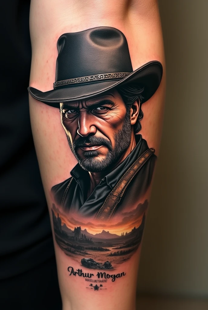 arthur morgan into tattoo with quote
