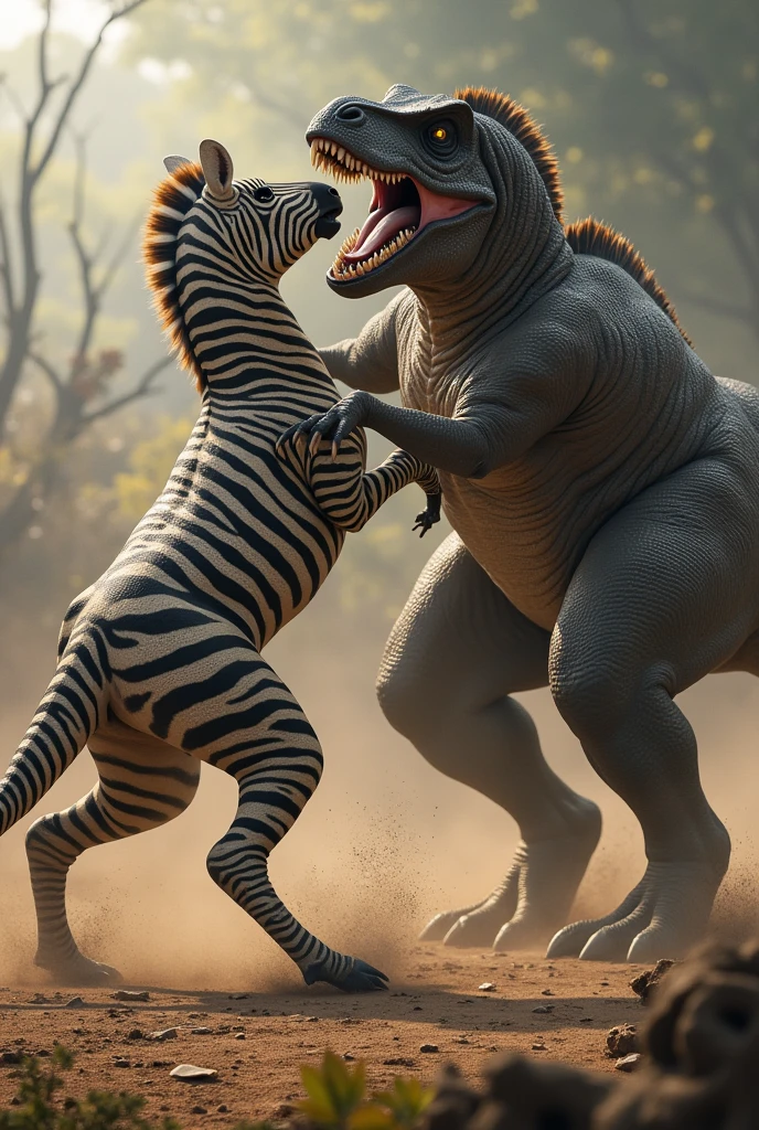 Dinosaur vs zabra fighting
