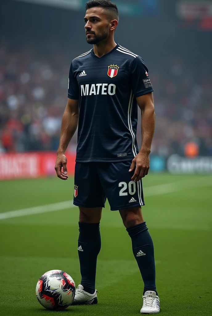 Dark colored soccer uniform with Mateo&#39;s name on it