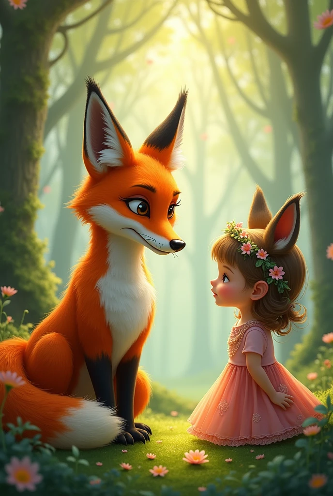 fox talking to a girl 