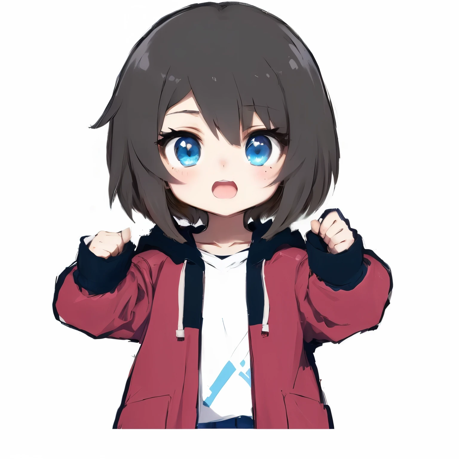 blue eyes，Anime girl in red hooded jacket, Anime cute art style, Visual Novel Genie, Meow, Danganronpa, Danganronpa Nanami Chiaki, Actress 👀 :8, Makoto, Cute girl anime visual, Fleet Collection Style, Another Iwakura