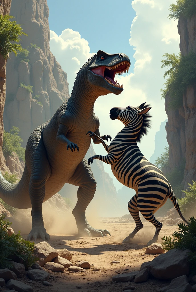 Dinosaur vs zabra fighting dinosaur won zabra down and die