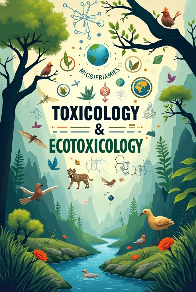 Create a picture of toxicology and ecology and ecotoxicology in the center 