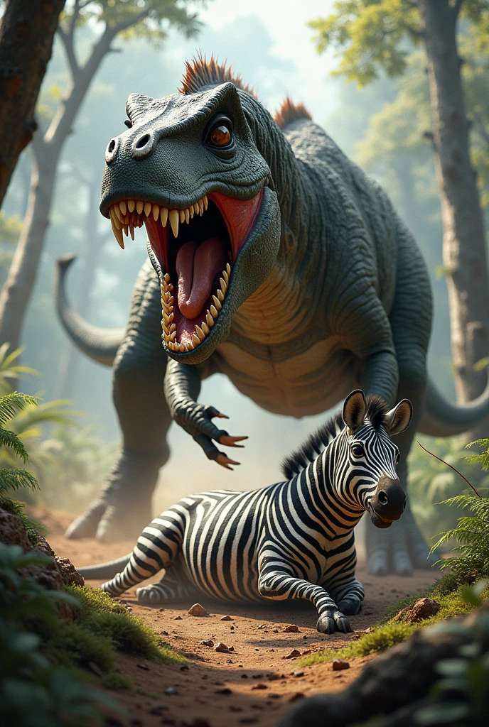 Dinosaur vs zabra fighting dinosaur won zabra down