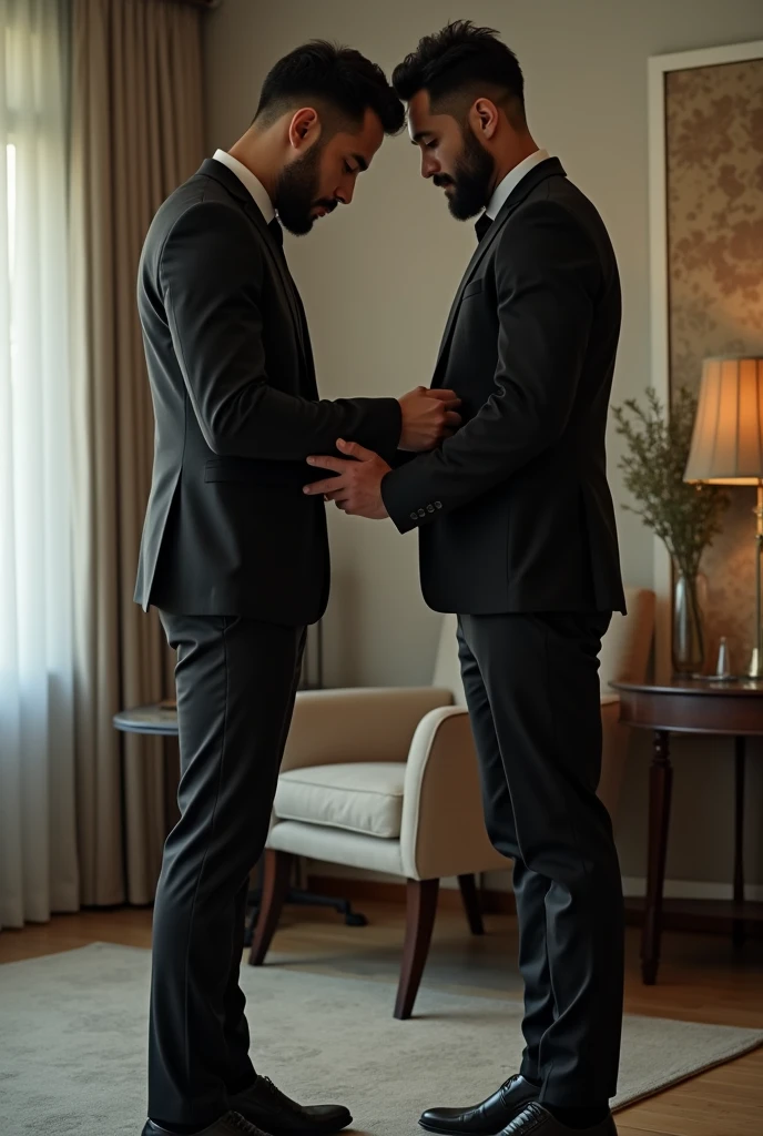 East Asian dad transparent tight suit black leather shoes long legs business short black socks black stockings full body stroking big black cock masturbation hard muscle beard masculine office sexy abdominal muscles fucking each other stroking big cock