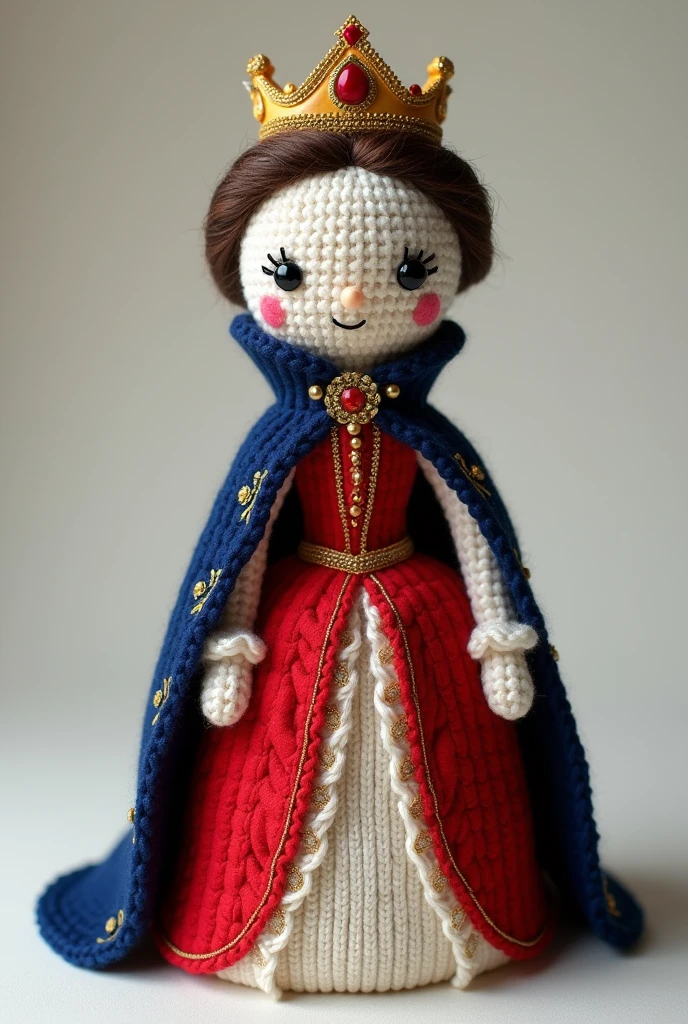Amigurumi queen dress and cape, red and navy blue