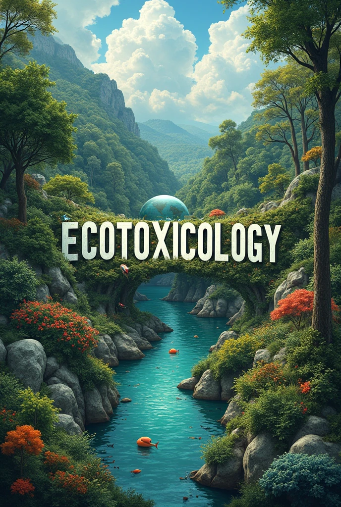 Create an image about ecotoxicology with the word ecotoxicology in the center 