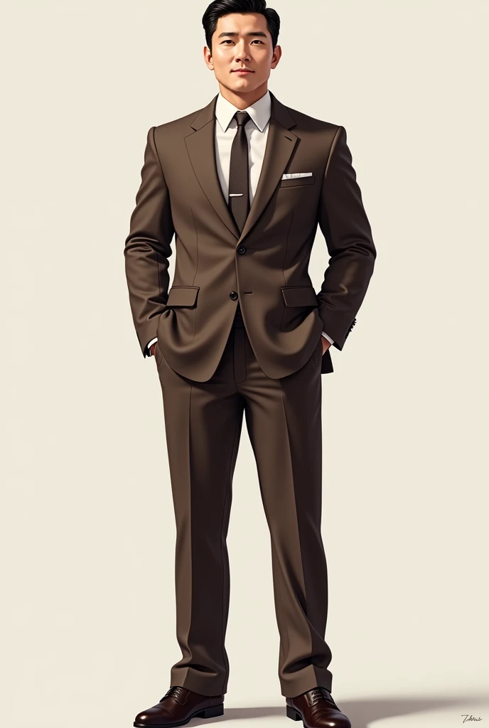 Ryohei Suzuki、Handsome、cool、Beautiful Boy、handsome man、David、40-year-old male、looks young、Brown suit、Non-pointy shoes、Moderately stylish、Event company president、Sturdy physique、Hands are big、entrepreneur、Smart、kind