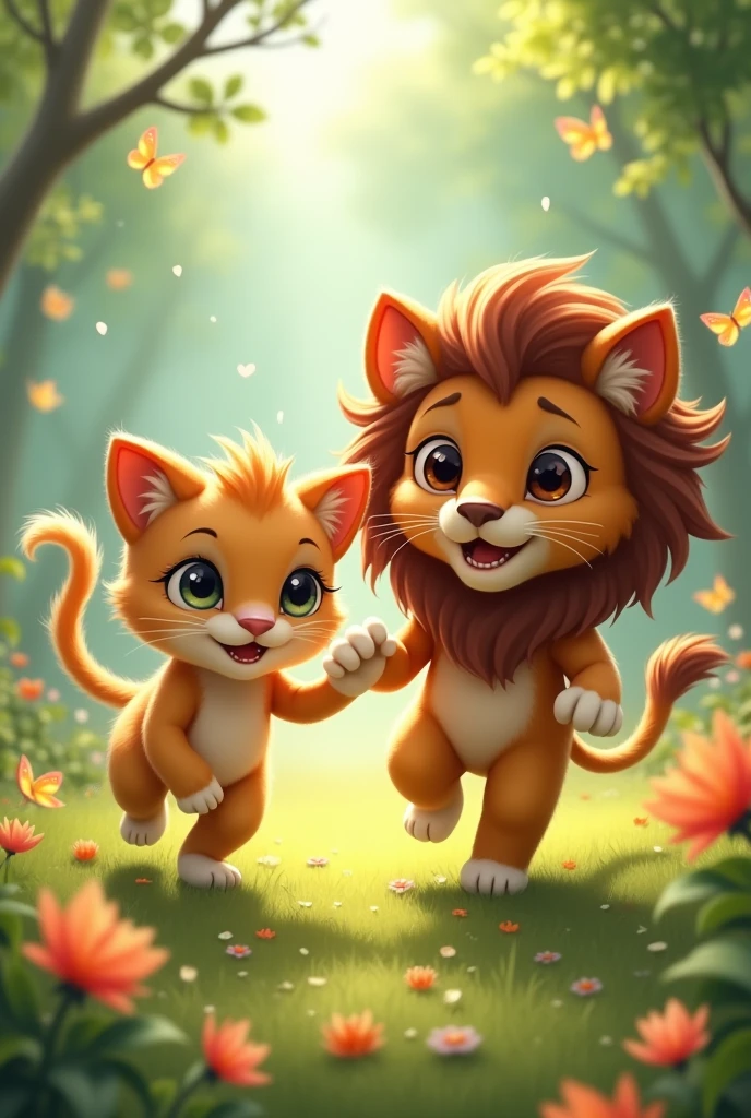 Cat and lion children