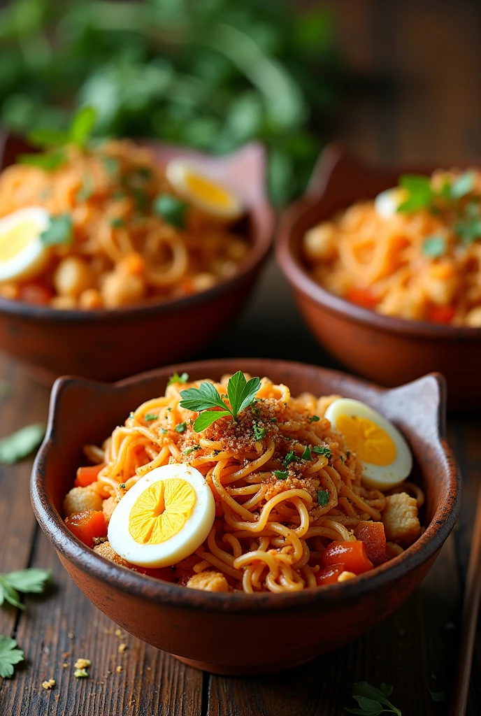 Seblak for food display photos using clay bowls