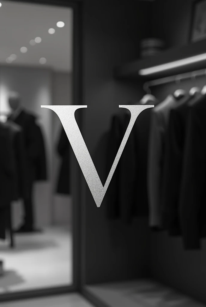 Logo with initial V of a clothing store with elegant grayscale with clothing store background , and striking