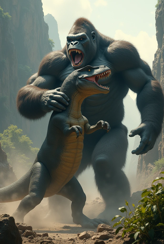 Dinosaur vs king kong fighting king kong won dinosaur down