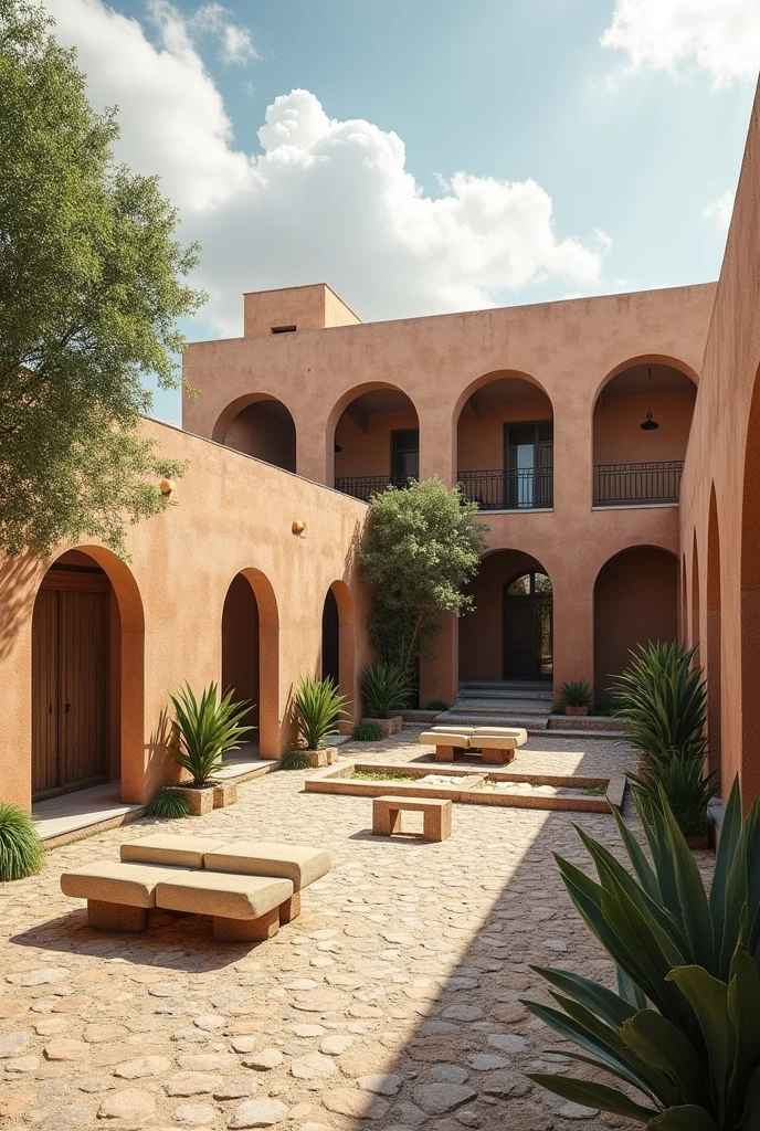 Cultural center in Huaquechula Puebla closed space I type render with open-air spaces with only ground floor
