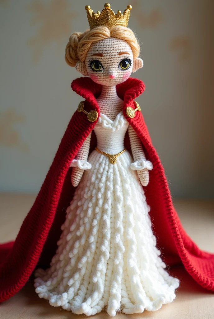 Amigurumi queen dress and cape, White and red