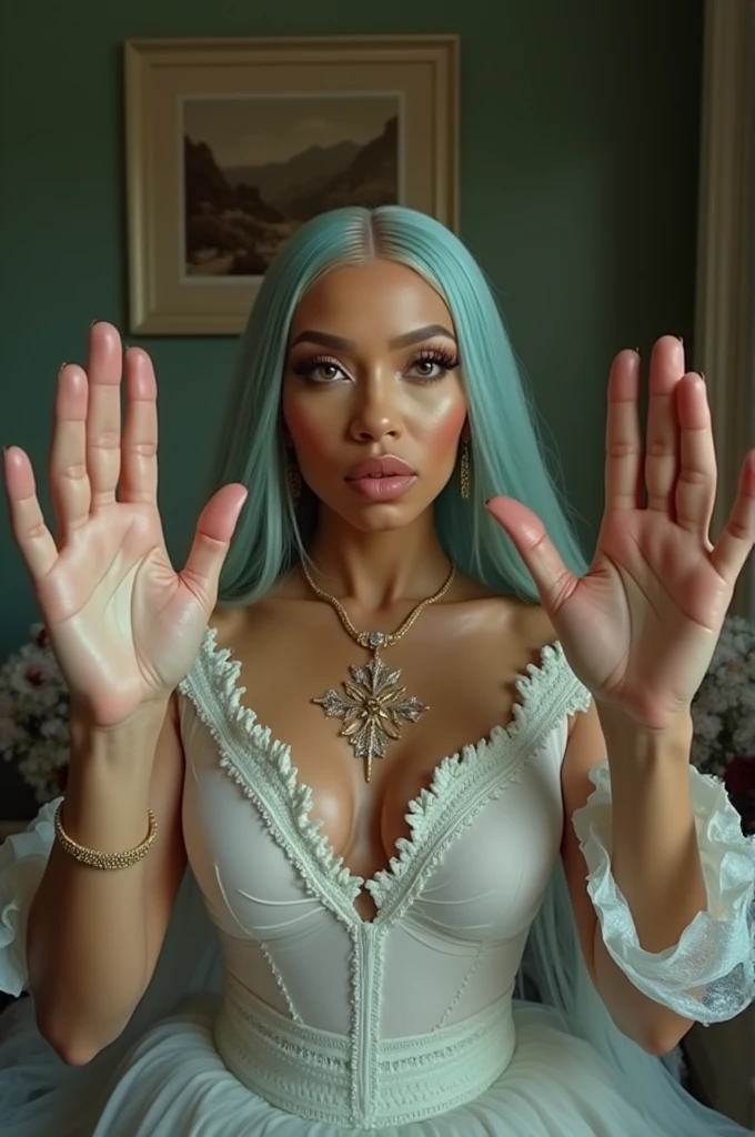 Pov when you see Cardi B&#39;s mom has 4 arms and her hands are like a goddess when at home. HD, cinematic 14K, realface