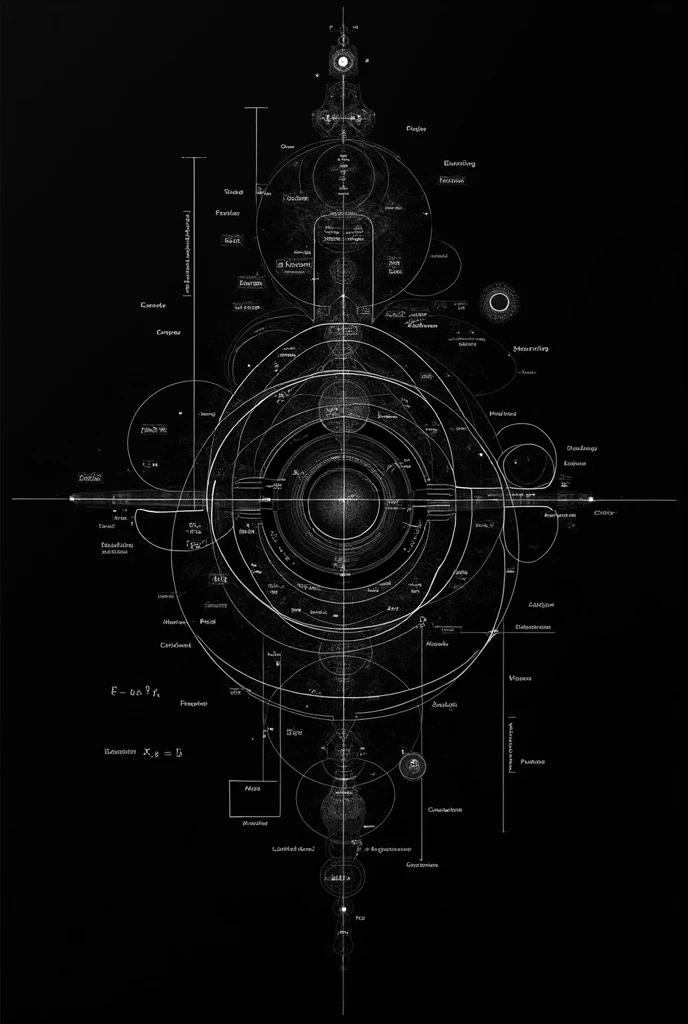 Make a physics-mathematical background that has formulas and procedures that has to do with space-time that is something abstract that is black that is all black