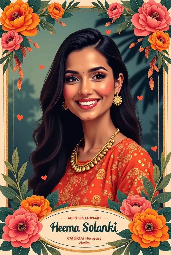 Birthday greeting card of Heema Solanki Date 31 August 2024 Location Pari Restaurant timings 10:00 AM