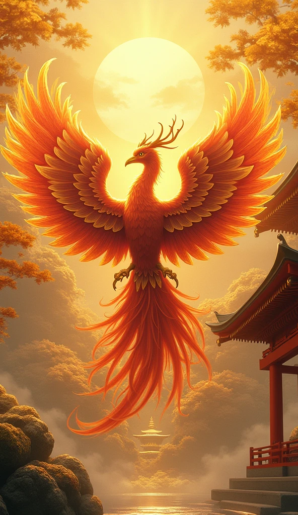 4K Ultra HD、Flapping Phoenix、The Golden Temple、Japanese style、Gold background、Increase your luck with money、