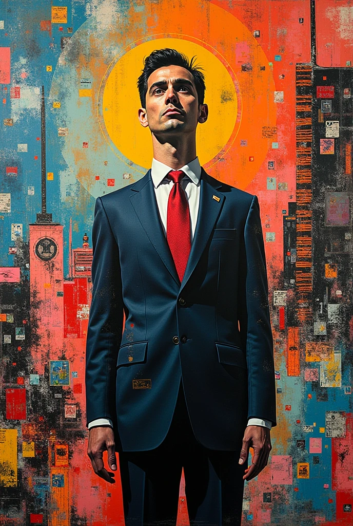 Pop art painting criticizing media manipulation, seeking to wake up the receiver and think more critically