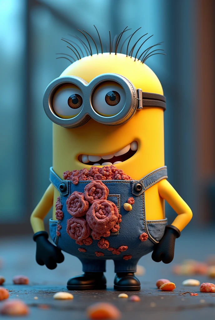 Create a Minion from despicable me 2 but its body parts are different, the right hand of the minion looks like plasma membrane, The middle body mut look like cell membrane, left hand would look like cytoplasm, left foot must look like cytoskeleton and right foot must look like cell wall
