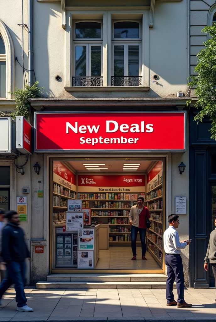 Mobile store image with new month September and new deals banner realstic photo shop name is Rana mobiles. Ratio 1080*1080