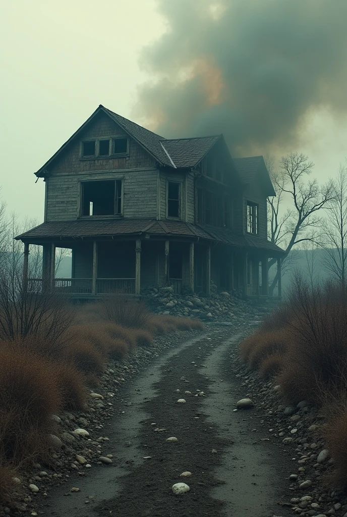 remains of a house after an explosion (horizontal image)