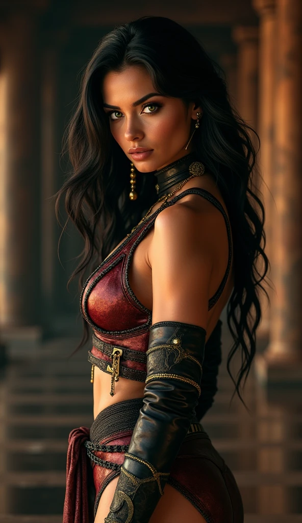 (High quality photo, ultra realistic, ultra high definition, 8k, great lighting on the character, game character (Mortal Kombat)), (milena) super beautiful with her tight costume, sexy, Epic photo, close-up of her beautiful face, normal hands, Detailed fingers, masterpiece, perfect girl, no erotica, (realistic 8k, photorealistic: 1.37), detailed realistic, 1 girl, elegant hair:1.5, sexy hair, beautiful black:1.2, green eyes:1.5, bright Eyes, ((Mortal Kombat mileena)), Ninjas, Weapons, kimono, sexy warrior dress, Camel&#39;s foot, ((Mortal Kombat)), long breasts, big hanging breasts, (excited breasts), erotic milena costume, focuses on your sexy body, Skinny body, Wide hips, micro tight swimsuit, half naked, fighting pose, flexible body, sitting with legs open, wide legs, Camel&#39;s foot, serene look, temple, meditation, ninja mask, I covered your mouth, eyes to the sky, (micro swimsuit attached to her, sexy, (seller&#39;s foot), sexy costume), Super model, an erotic goddess woman, mask in a hurry, reflection, the background shows the light of the officer, officer, Cherry Blossom, Black background, weapon in hand, hot erotic body, clothing attached to the body,