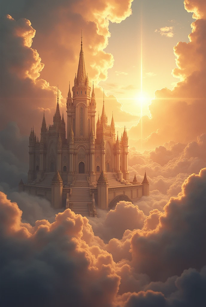 The new Jerusalem on the left side in the background with clouds
