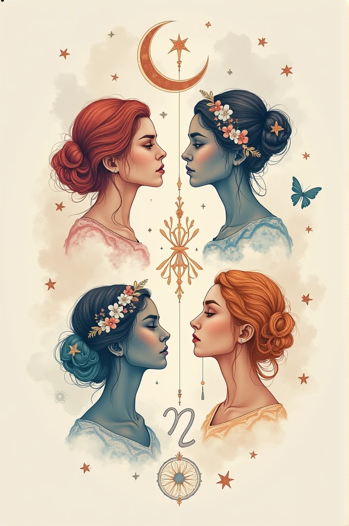 Tattoo design for 4 sisters of their zodiac signs, cancer, Scorpio,Aquarius and Leo