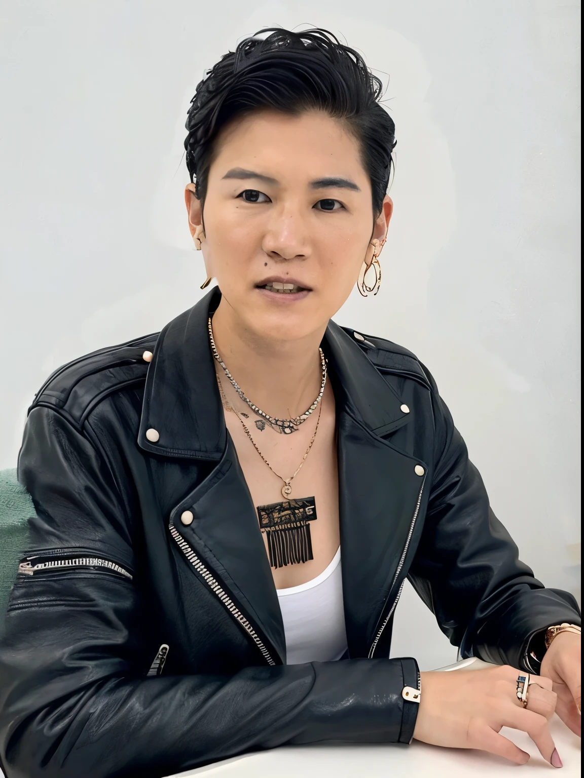 Regent、Earrings、necklace、make、Rock and Roller、Leather jacket、bracelet、tattoo