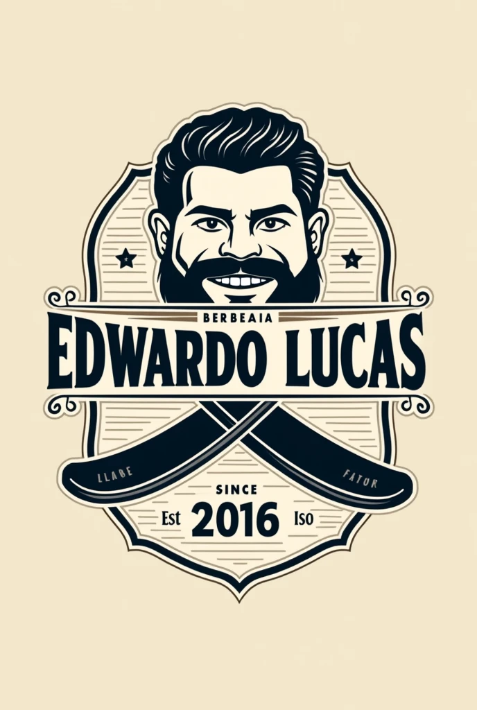 A logo with the name Barbearia Eduardo Lucas since 2016