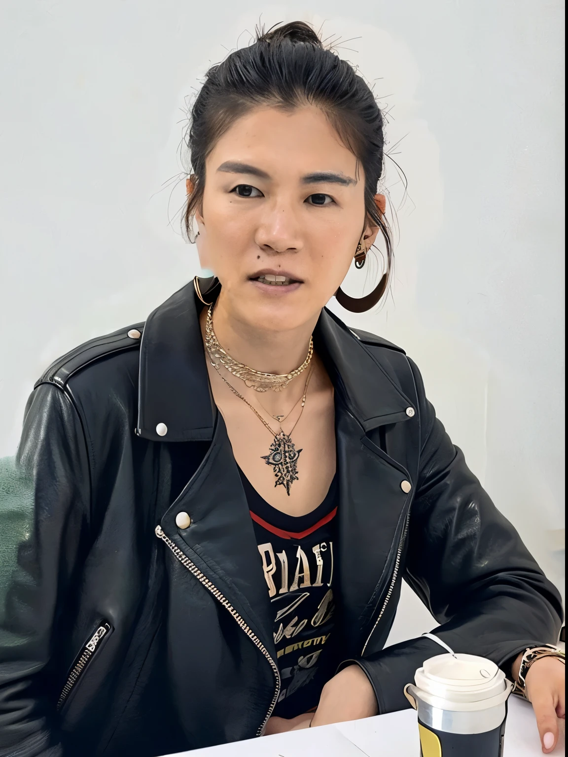 Regent、Earrings、necklace、make、Rock and Roller、Leather jacket、bracelet、tattoo
