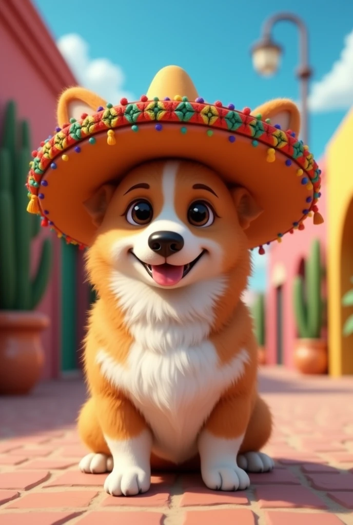 un corgi con una chupaya