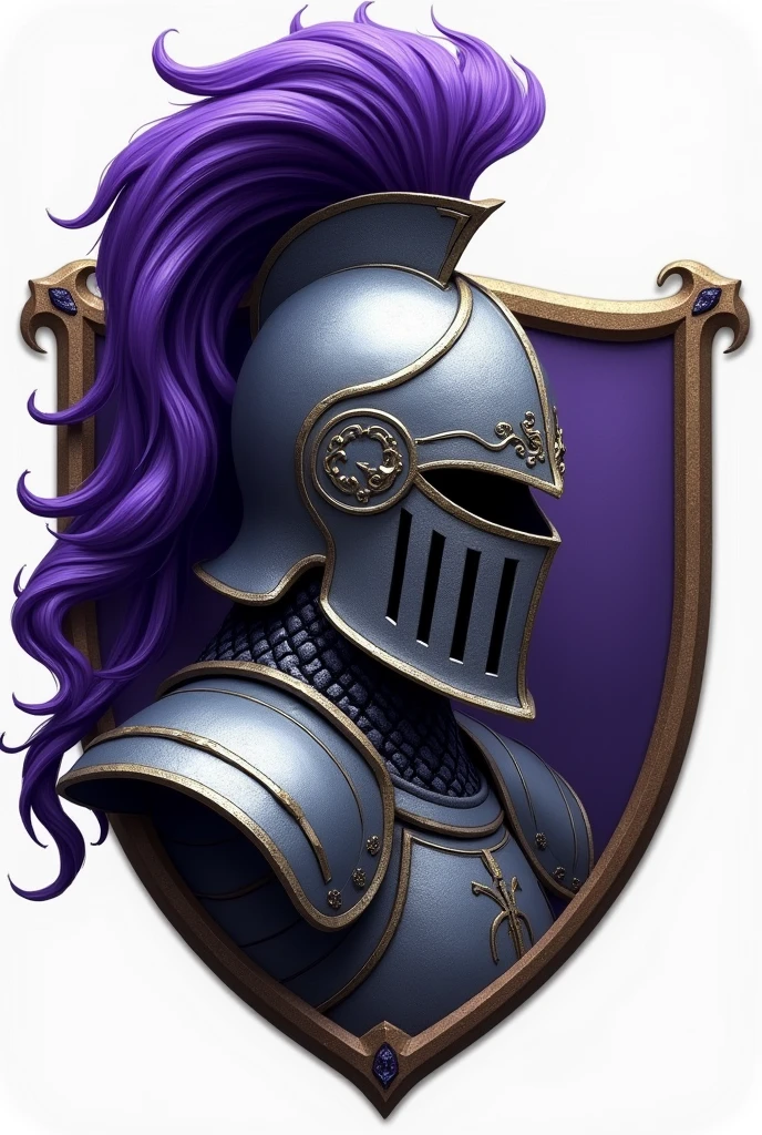 Knight helmet logo with purple mane