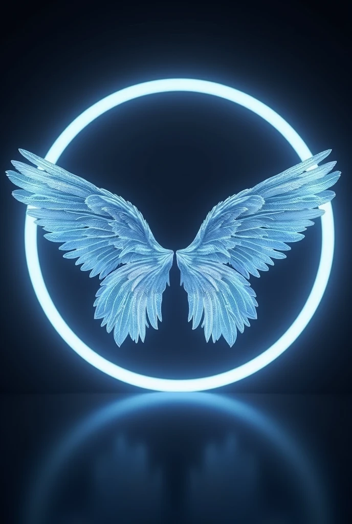 Neon circle containing small angel wings to add a photo